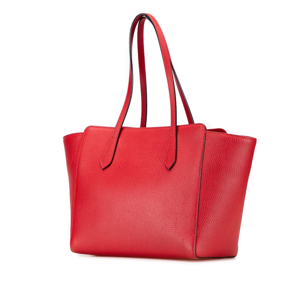 Gucci B Gucci Red Calf Leather Medium Dollar skin Swing Tote Italy