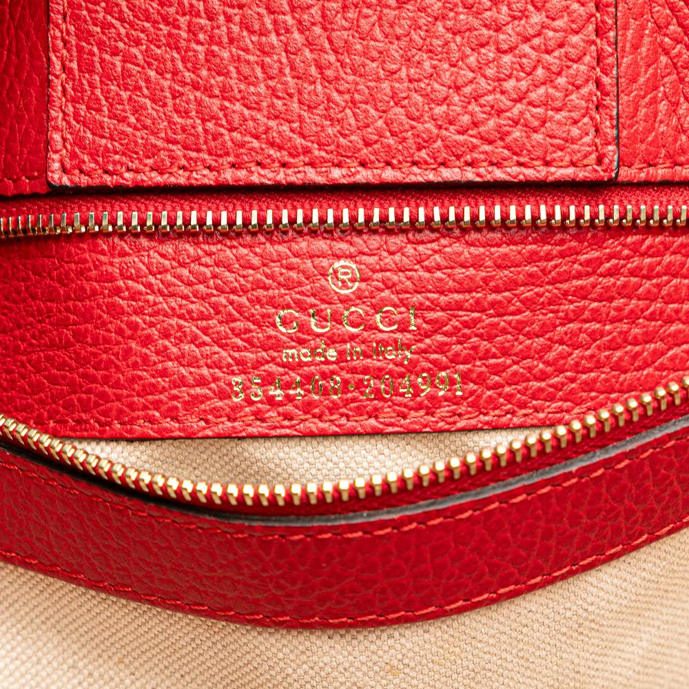 Gucci B Gucci Red Calf Leather Medium Dollar skin Swing Tote Italy