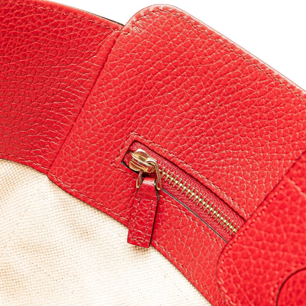 Gucci B Gucci Red Calf Leather Medium Dollar skin Swing Tote Italy