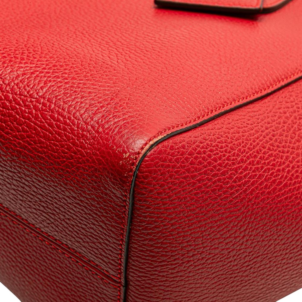 Gucci B Gucci Red Calf Leather Medium Dollar skin Swing Tote Italy