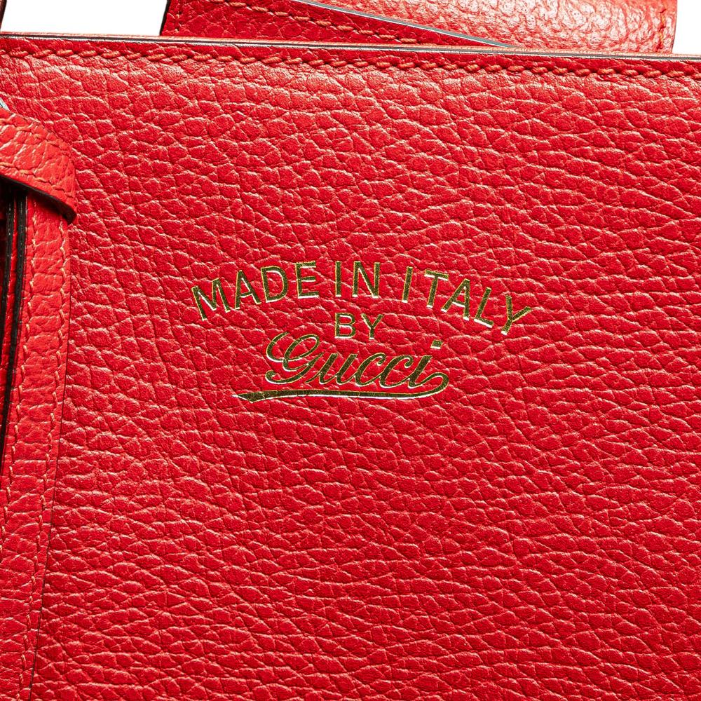 Gucci B Gucci Red Calf Leather Medium Dollar skin Swing Tote Italy