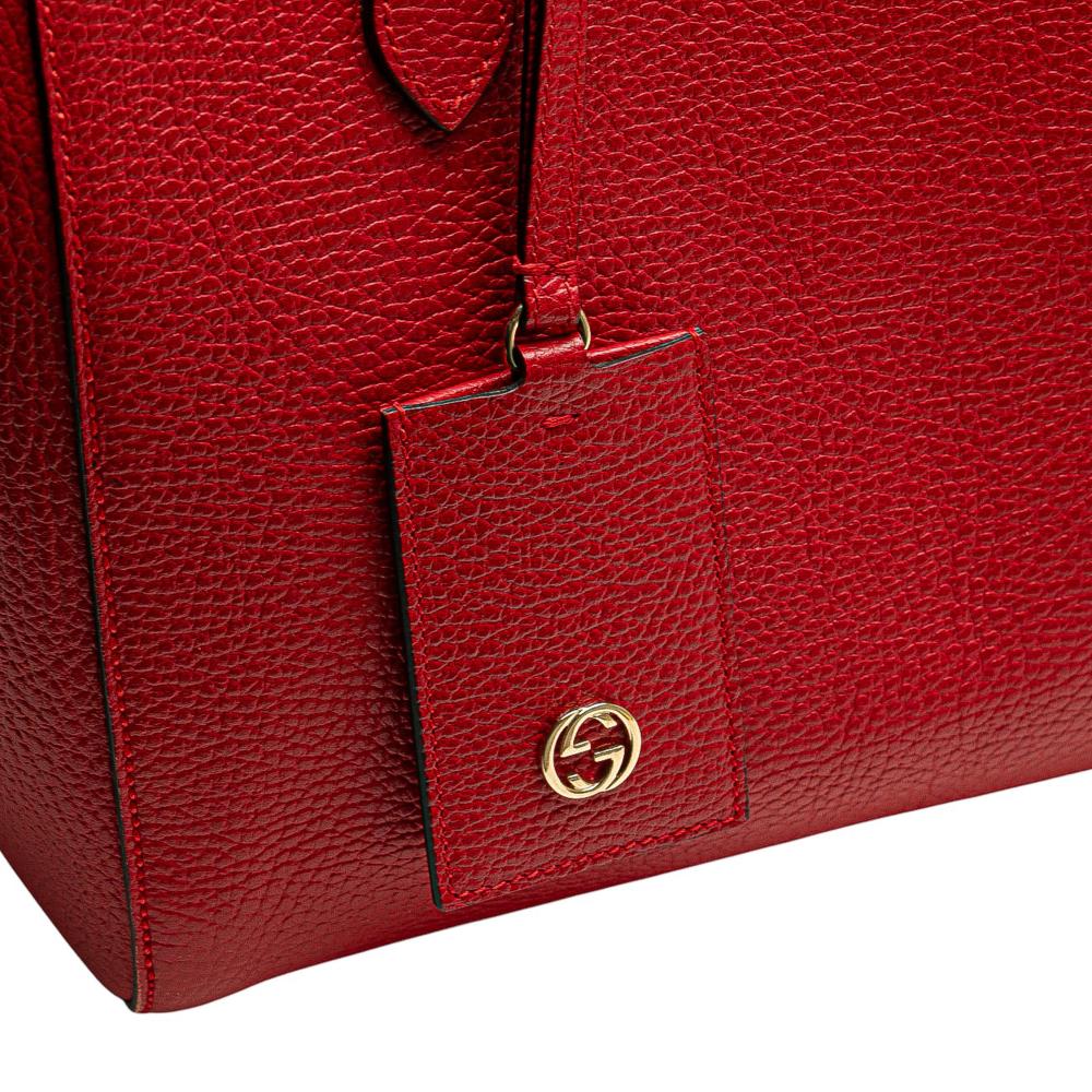 Gucci B Gucci Red Calf Leather Medium Dollar skin Swing Tote Italy