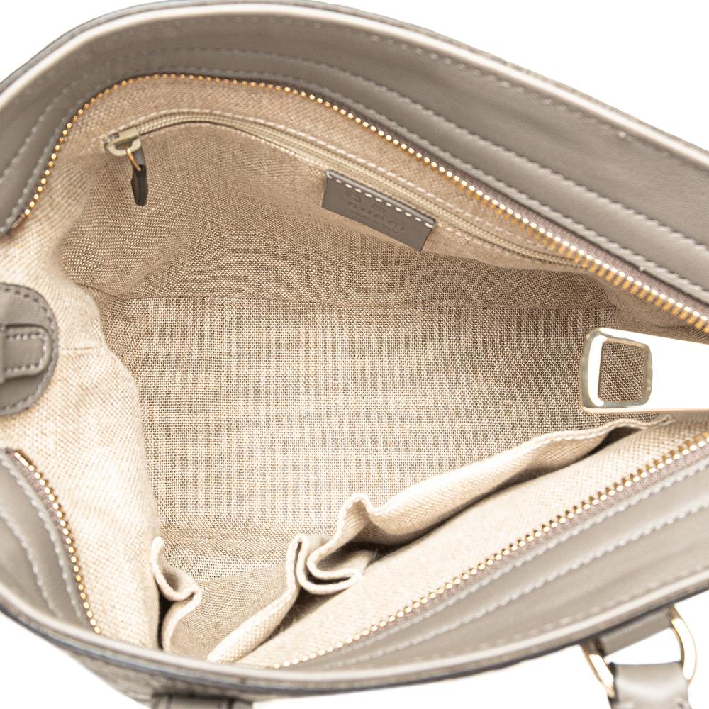 Gucci AB Gucci Gray Calf Leather Small Microguccissima Bree Satchel Italy