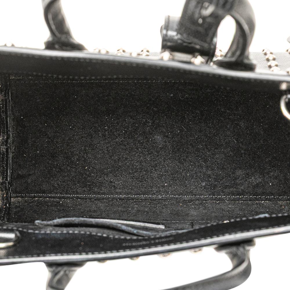 Saint Laurent B Saint Laurent Black Calf Leather Nano Grain de Poudre Studded Sac de Jour Satchel Italy