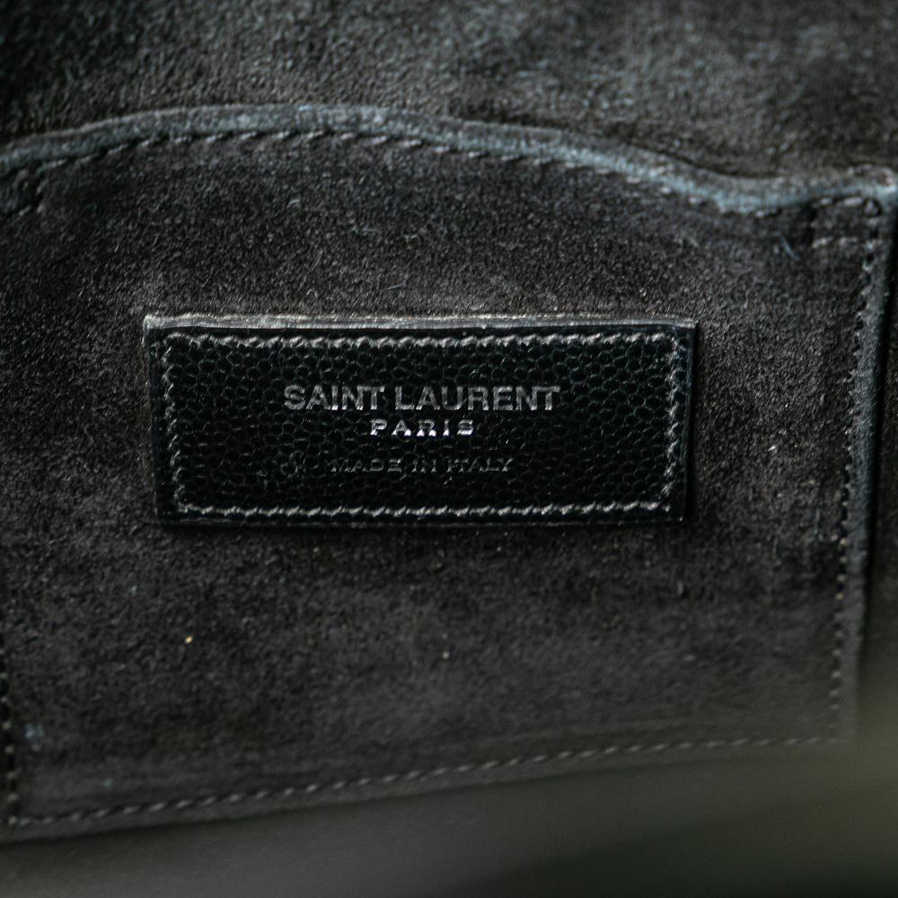Saint Laurent B Saint Laurent Black Calf Leather Nano Grain de Poudre Studded Sac de Jour Satchel Italy