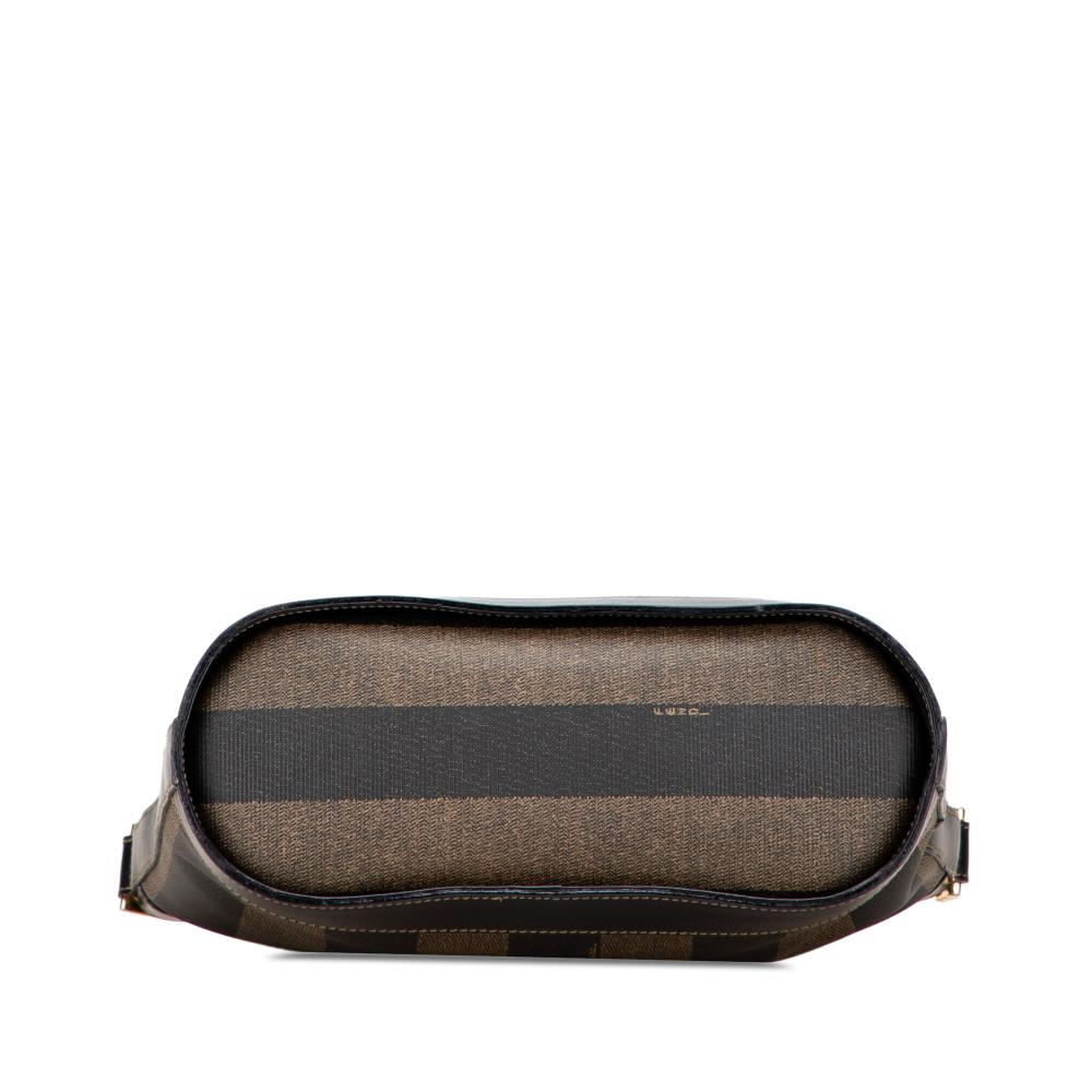 Fendi B Fendi Black with Brown Coated Canvas Fabric Pequin Crossbody Italy