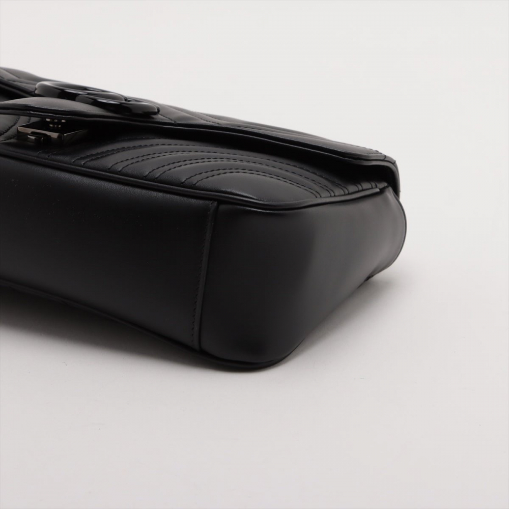 Gucci GG Marmont Small Chevron Leather Flap Bag Black