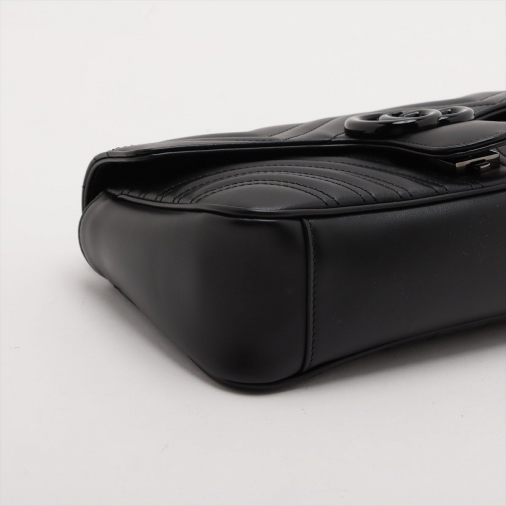 Gucci GG Marmont Small Chevron Leather Flap Bag Black