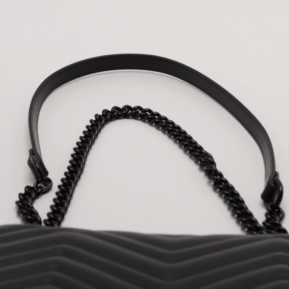 Gucci GG Marmont Small Chevron Leather Flap Bag Black