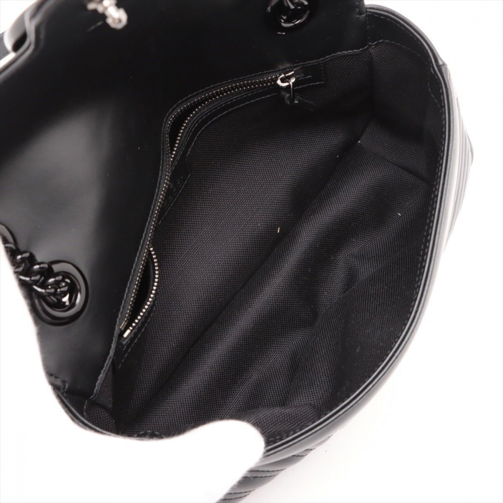 Gucci GG Marmont Small Chevron Leather Flap Bag Black