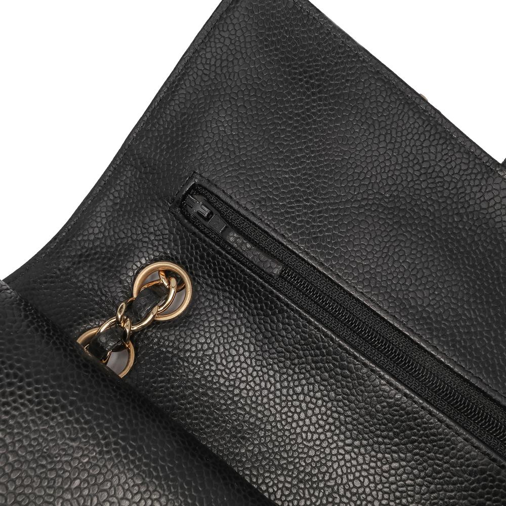 Chanel B Chanel Black Caviar Leather Leather Medium Classic Caviar Double Flap France