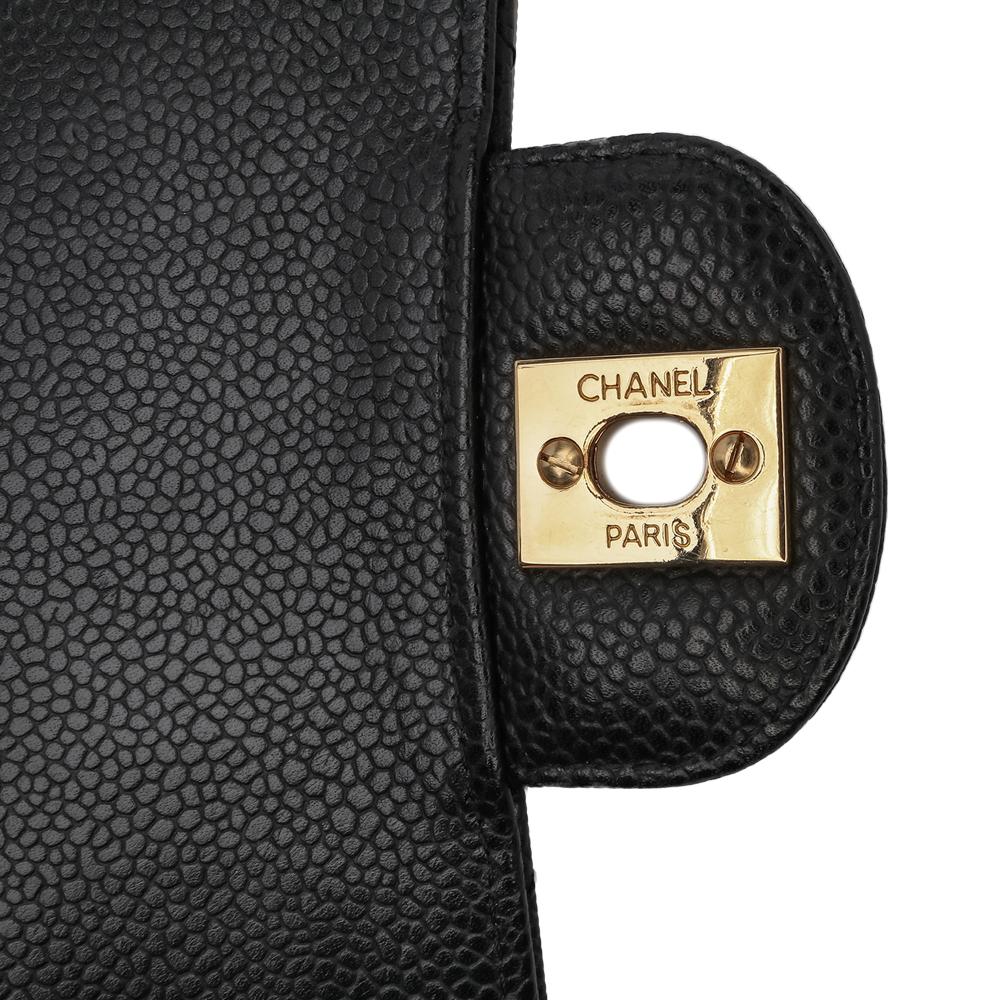 Chanel B Chanel Black Caviar Leather Leather Medium Classic Caviar Double Flap France