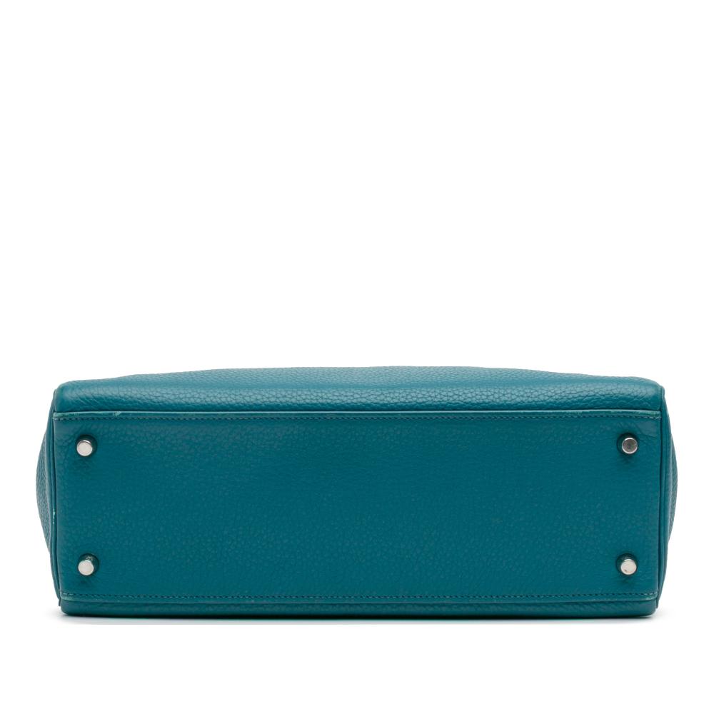 Hermès B Hermès Blue Turquoise Calf Leather Clemence Kelly II Retourne 32 France