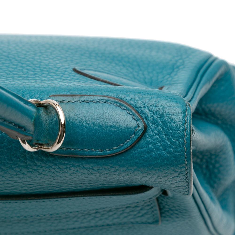 Hermès B Hermès Blue Turquoise Calf Leather Clemence Kelly II Retourne 32 France