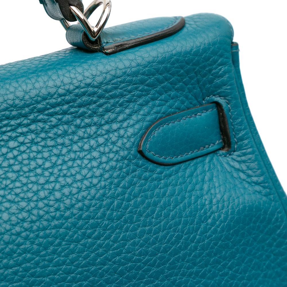 Hermès B Hermès Blue Turquoise Calf Leather Clemence Kelly II Retourne 32 France