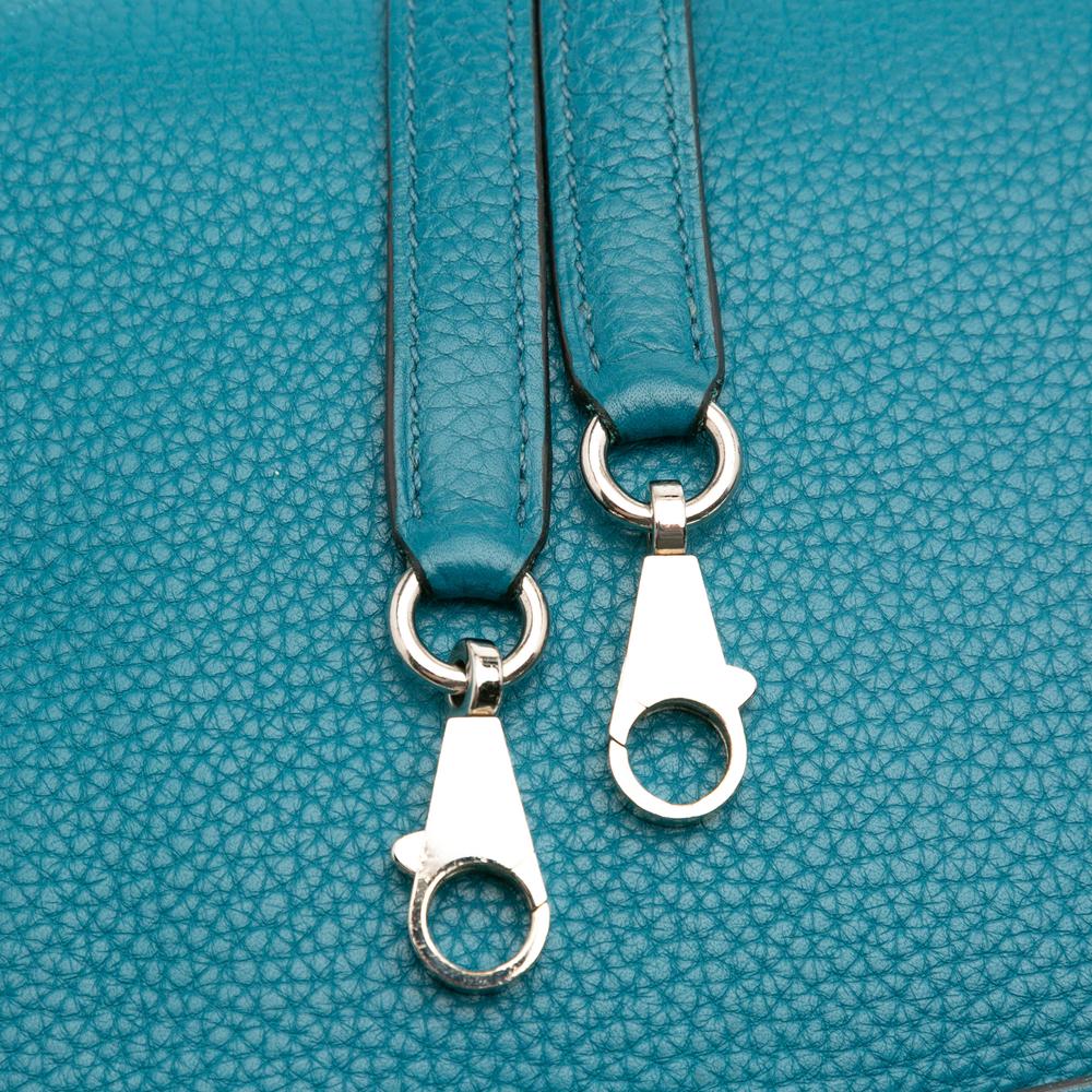 Hermès B Hermès Blue Turquoise Calf Leather Clemence Kelly II Retourne 32 France