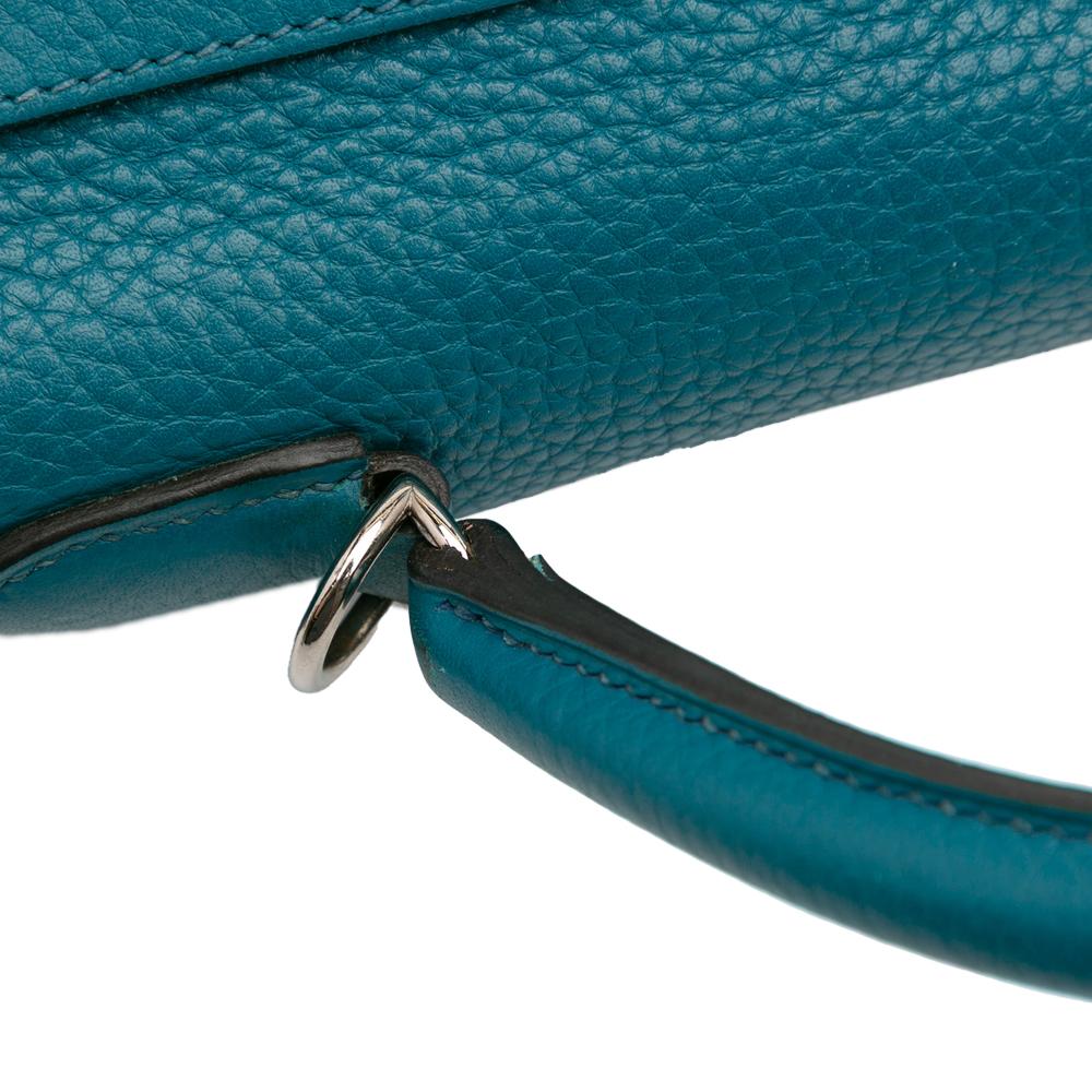 Hermès B Hermès Blue Turquoise Calf Leather Clemence Kelly II Retourne 32 France