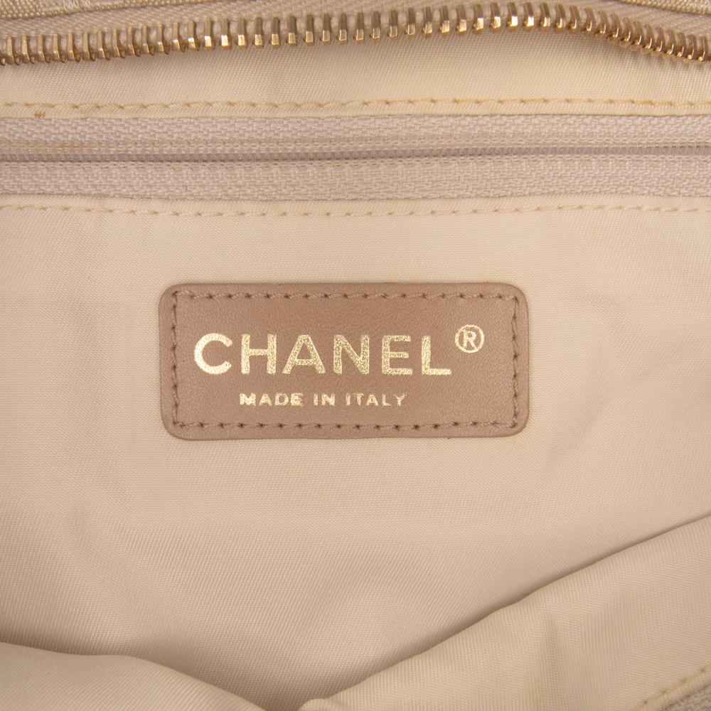 Chanel B Chanel Brown Beige Nylon Fabric New Travel Line Tote Italy