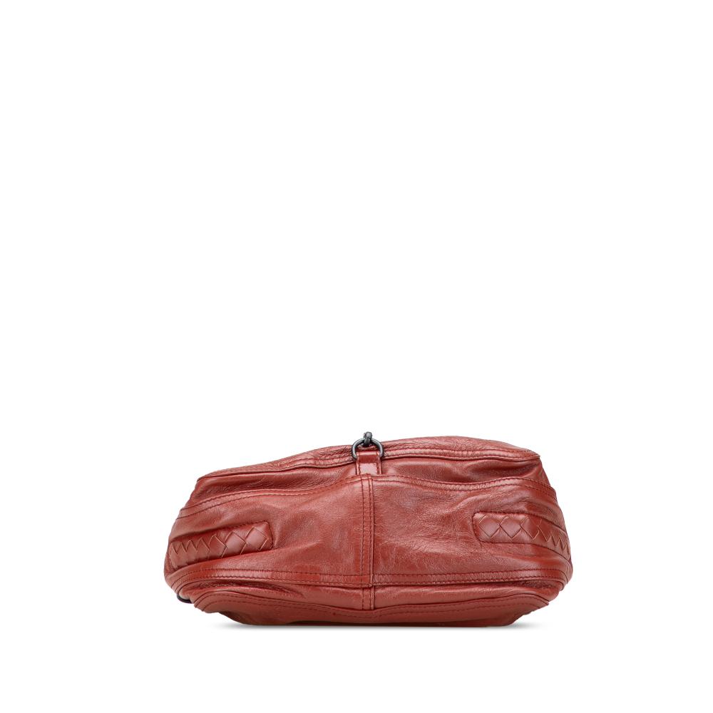 Bottega Veneta B Bottega Veneta Red Indian Red Nappa Leather Leather Intrecciato Trimmed Nappa Top Handle Bag Italy