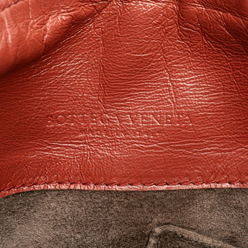 Bottega Veneta B Bottega Veneta Red Indian Red Nappa Leather Leather Intrecciato Trimmed Nappa Top Handle Bag Italy