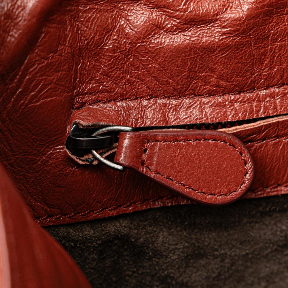 Bottega Veneta B Bottega Veneta Red Indian Red Nappa Leather Leather Intrecciato Trimmed Nappa Top Handle Bag Italy