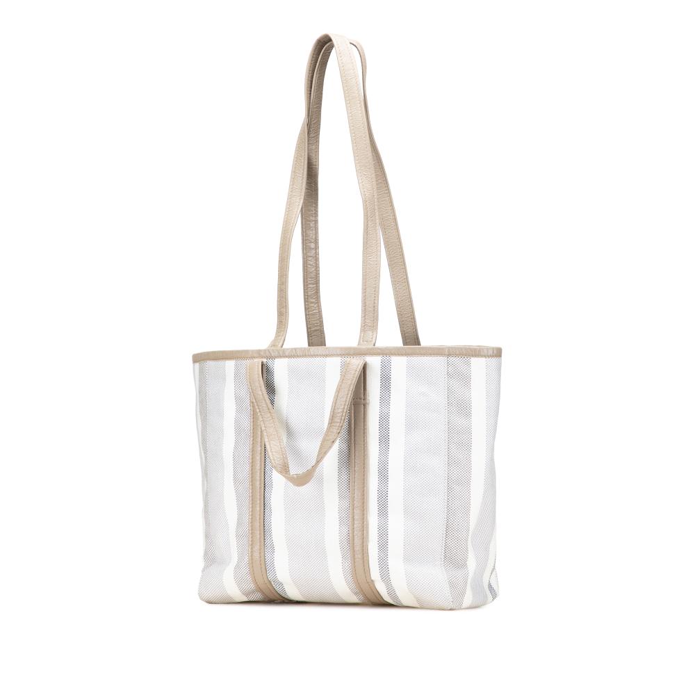 Balenciaga B Balenciaga Gray Light Gray Calf Leather Medium Woven skin Barbes East West Shopper Bag Italy