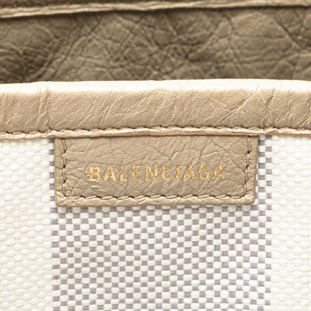 Balenciaga B Balenciaga Gray Light Gray Calf Leather Medium Woven skin Barbes East West Shopper Bag Italy