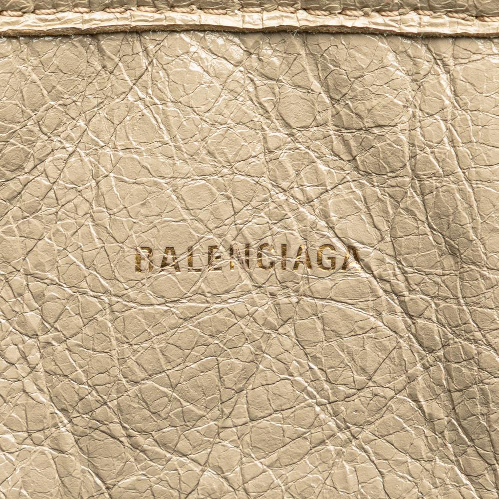 Balenciaga B Balenciaga Gray Light Gray Calf Leather Medium Woven skin Barbes East West Shopper Bag Italy