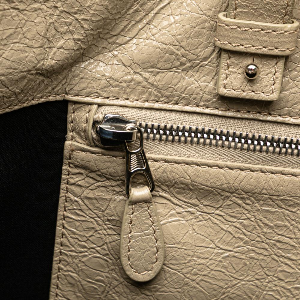 Balenciaga B Balenciaga Gray Light Gray Calf Leather Medium Woven skin Barbes East West Shopper Bag Italy