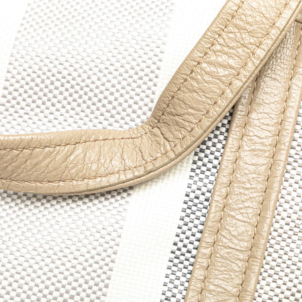 Balenciaga B Balenciaga Gray Light Gray Calf Leather Medium Woven skin Barbes East West Shopper Bag Italy