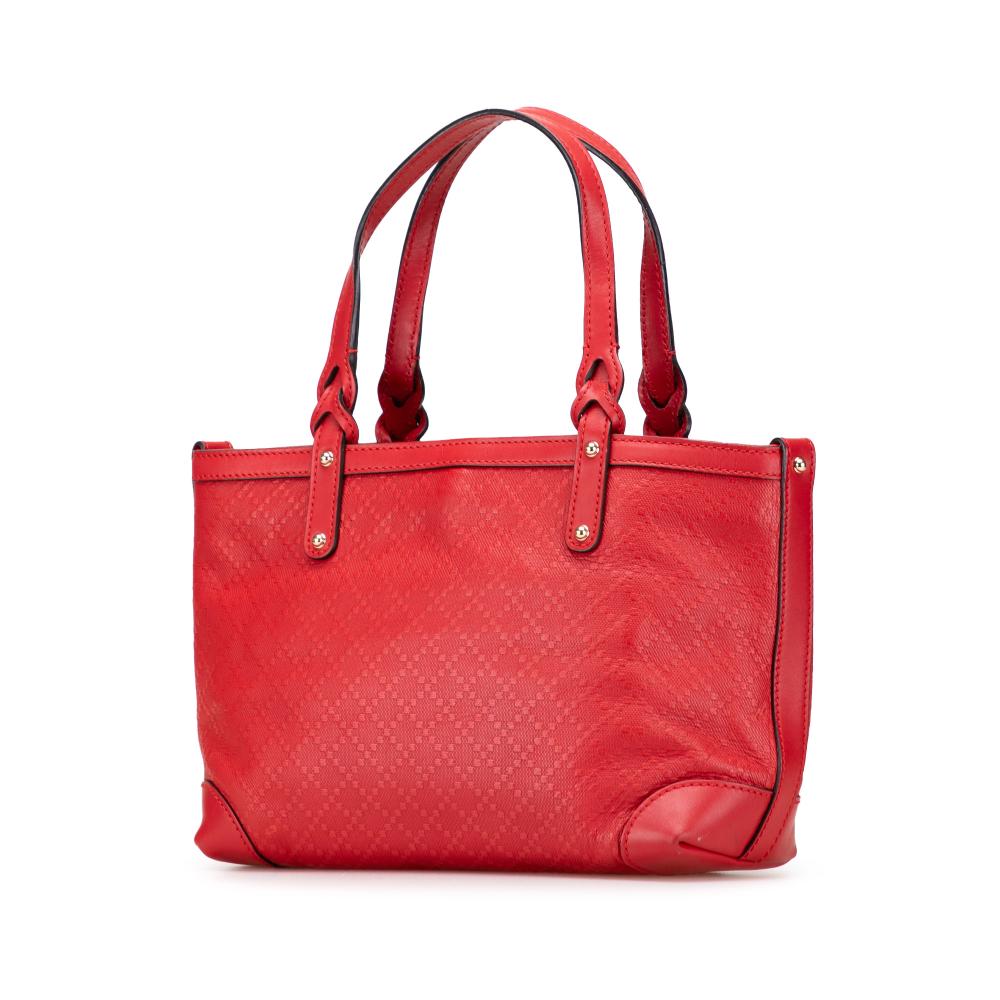Gucci B Gucci Red Calf Leather Small Diamante Craft Tote Italy