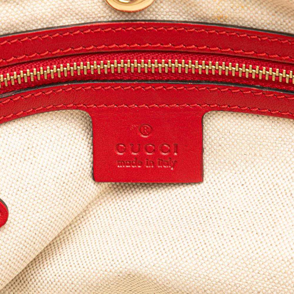 Gucci B Gucci Red Calf Leather Small Diamante Craft Tote Italy