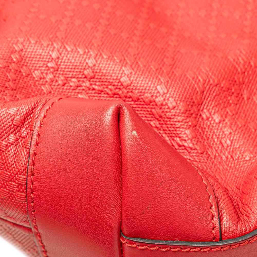 Gucci B Gucci Red Calf Leather Small Diamante Craft Tote Italy