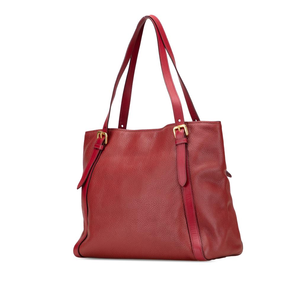 Prada B Prada Red Calf Leather Vitello Daino Shopping Tote Romania