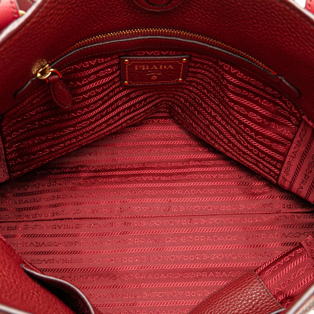 Prada B Prada Red Calf Leather Vitello Daino Shopping Tote Romania