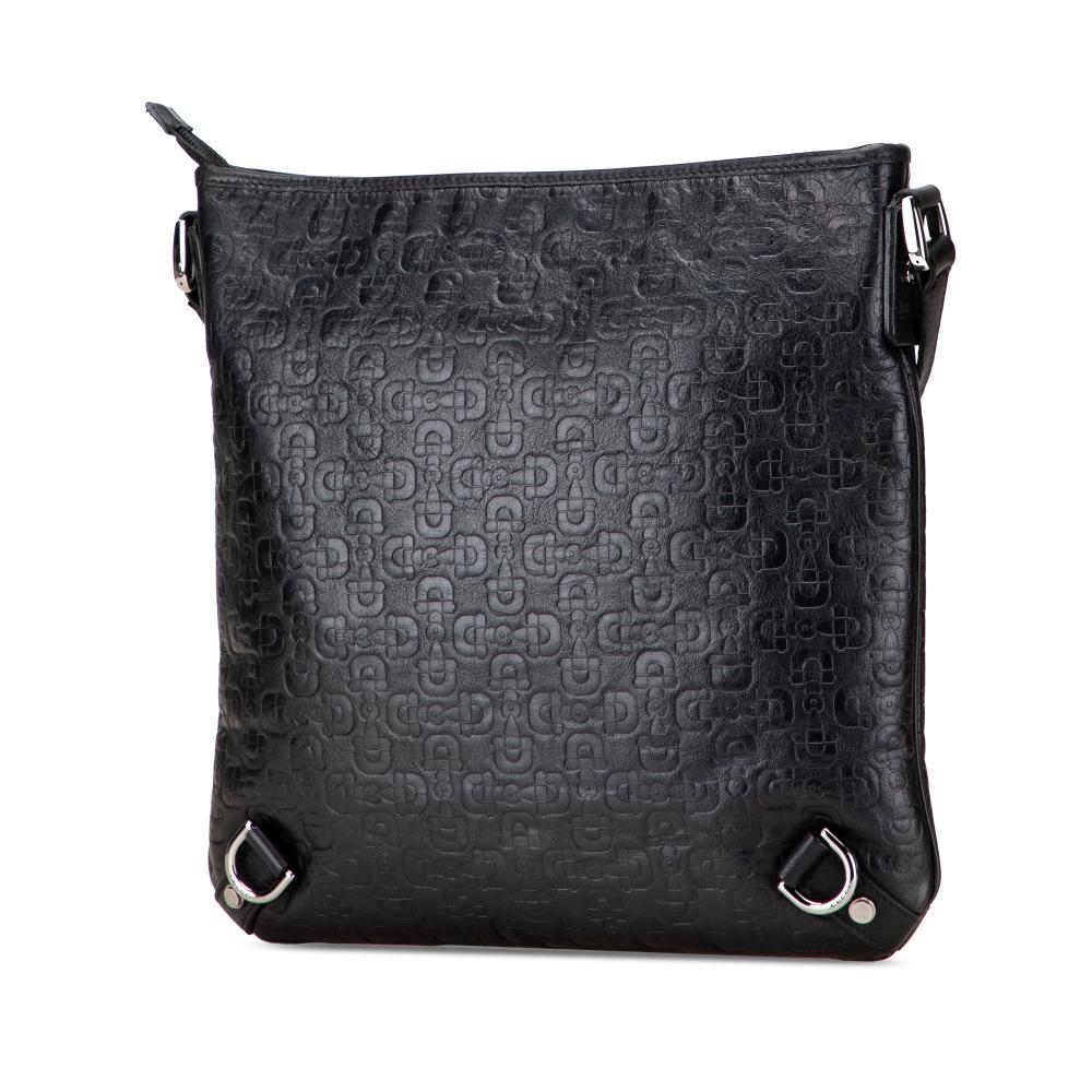 Gucci B Gucci Black Calf Leather Embossed Horsebit Abbey D Ring Crossbody Italy