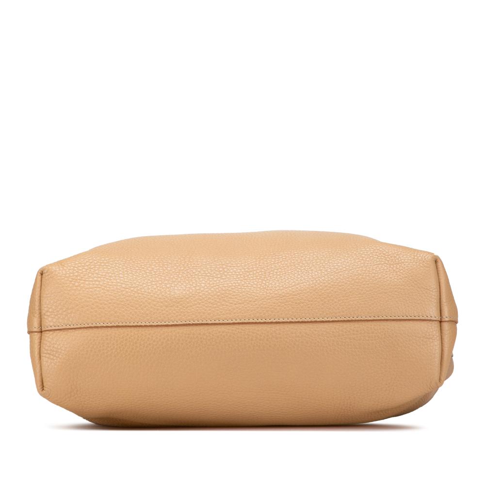 Prada B Prada Brown Beige Calf Leather Vitello Daino Open Convertible Tote Italy