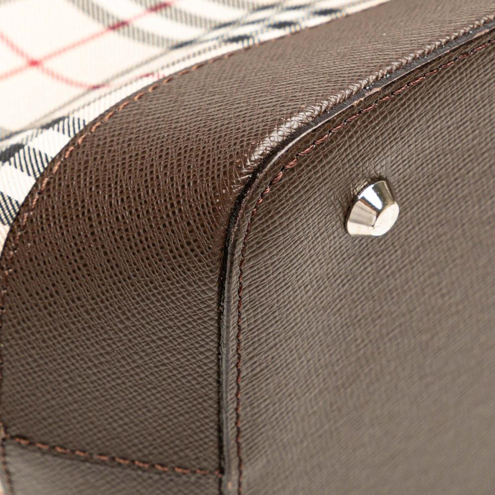 Burberry B Burberry Brown Beige Canvas Fabric House Check Tote United Kingdom