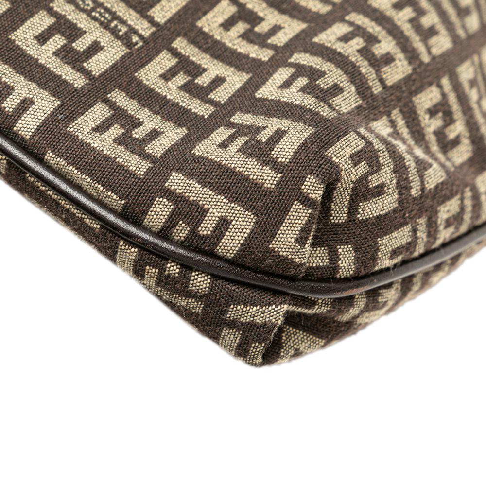 Fendi B Fendi Brown Dark Brown Canvas Fabric Zucchino Crossbody Italy