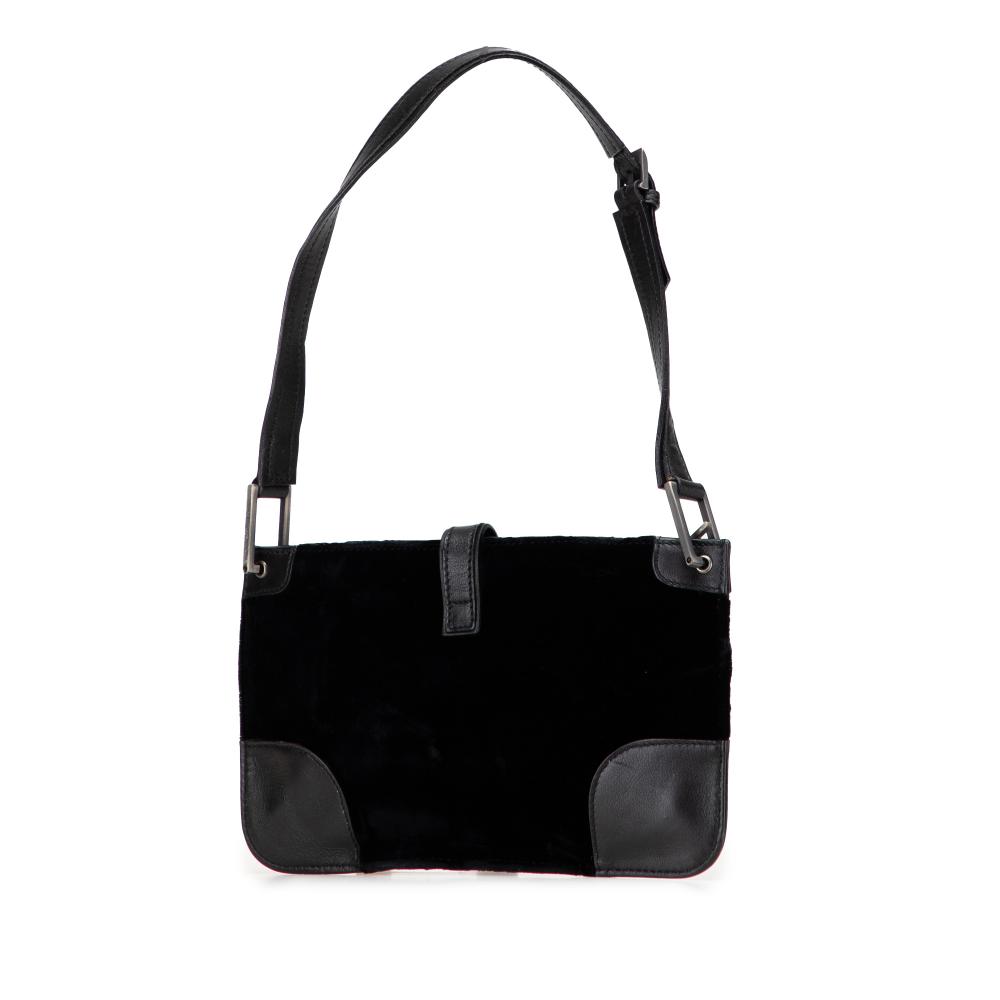 Saint Laurent B Saint Laurent Black Velvet Fabric Shoulder Bag Italy