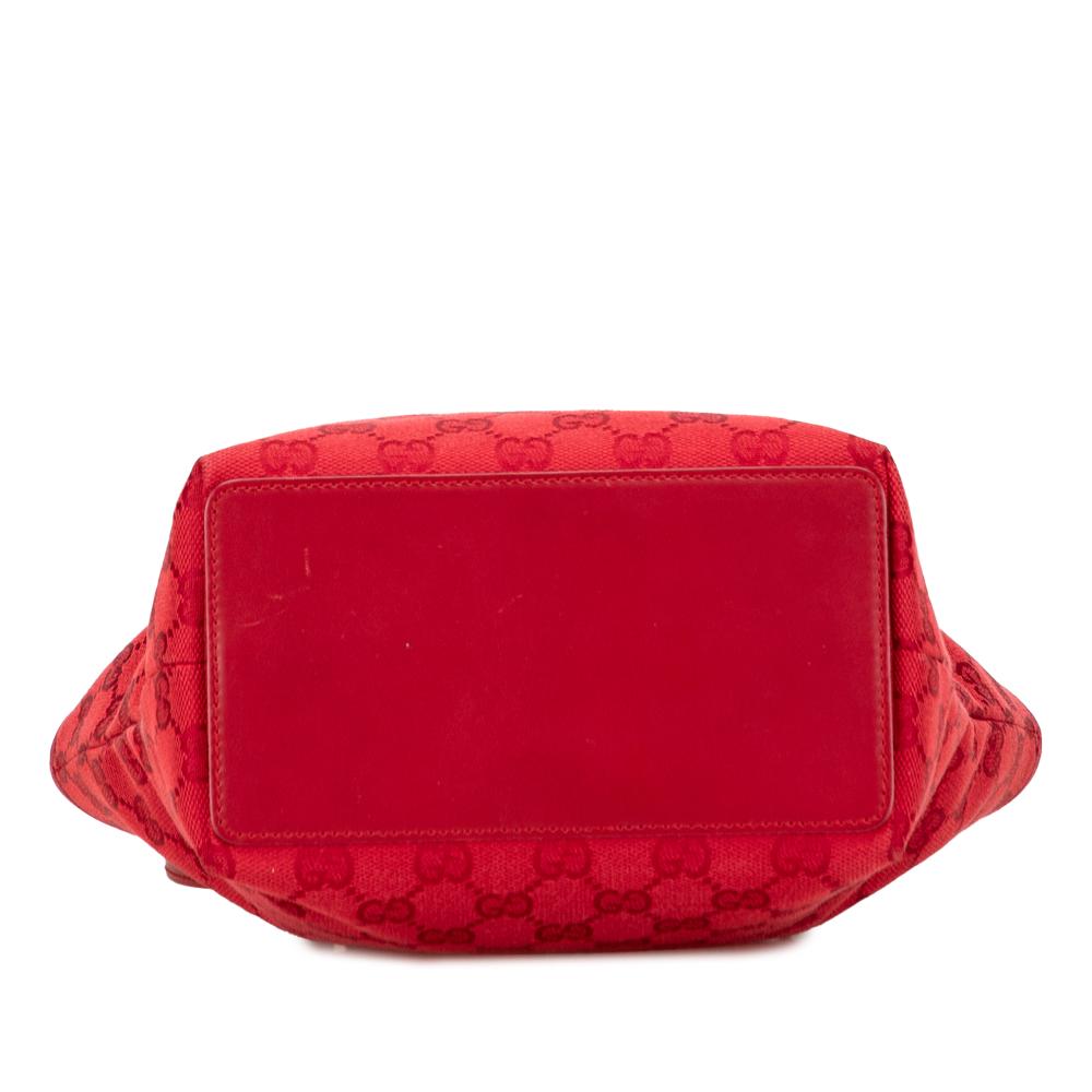 Gucci B Gucci Red Canvas Fabric GG Tote Italy