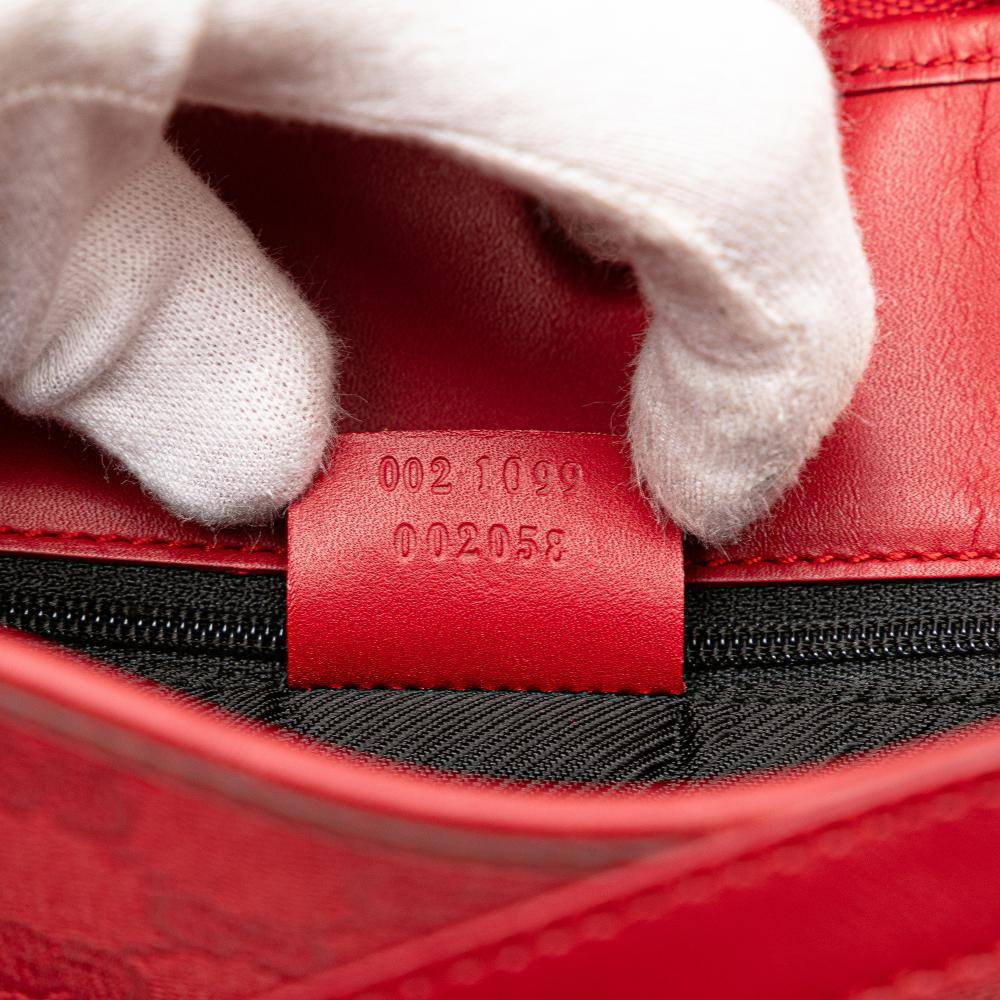 Gucci B Gucci Red Canvas Fabric GG Tote Italy