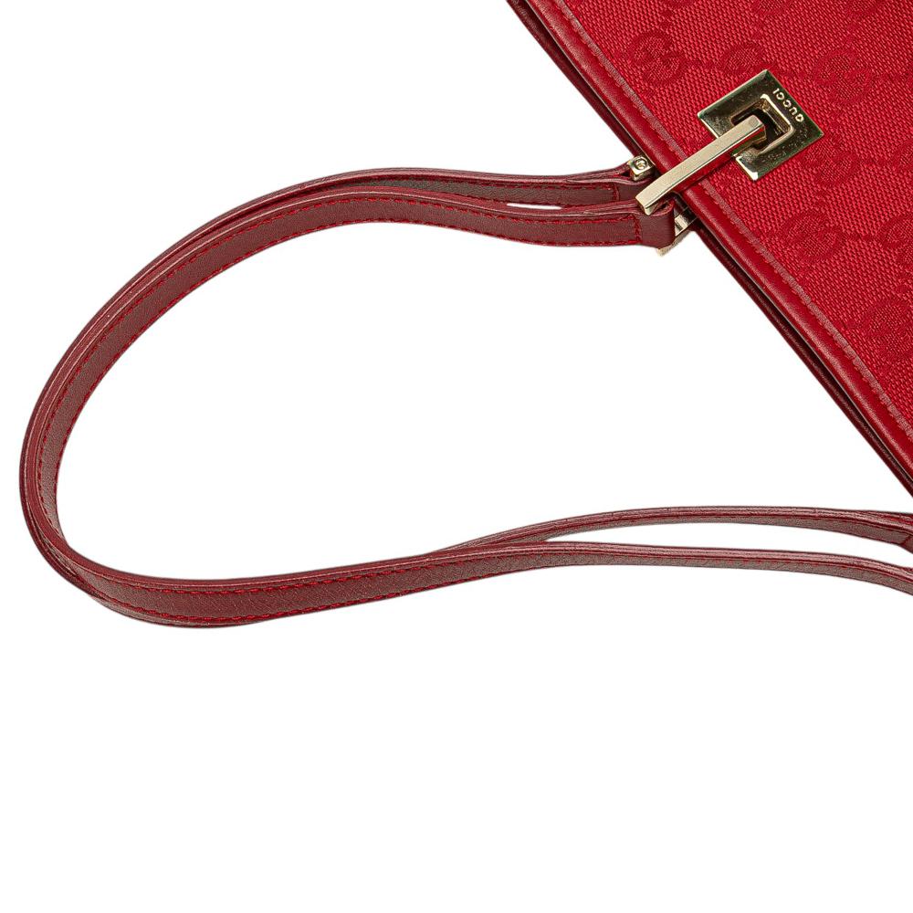 Gucci B Gucci Red Canvas Fabric GG Tote Italy