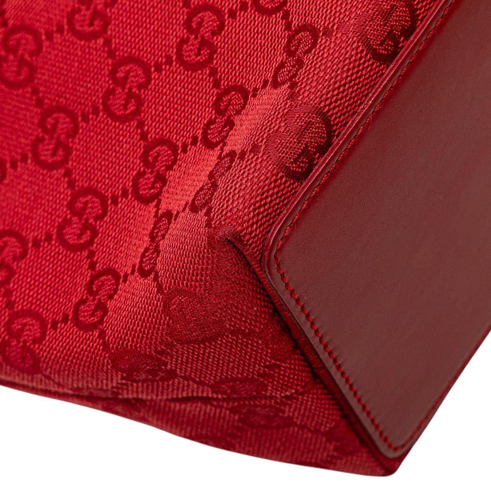 Gucci B Gucci Red Canvas Fabric GG Tote Italy