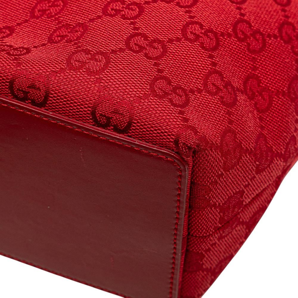 Gucci B Gucci Red Canvas Fabric GG Tote Italy