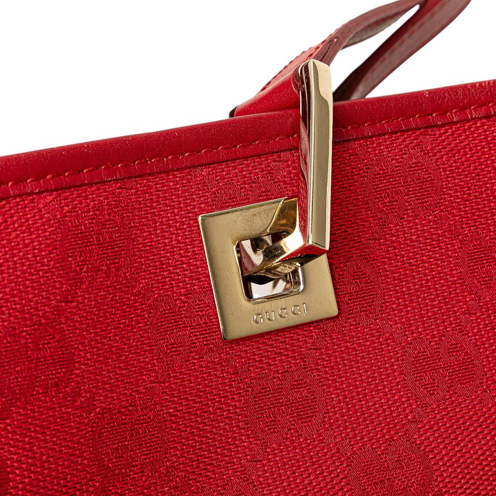 Gucci B Gucci Red Canvas Fabric GG Tote Italy