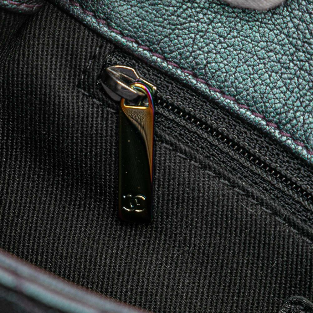 Chanel Purple Goatskin Leather Small Iridescent Rainbow Hardware Double Carry Waist Chain Flap Italy