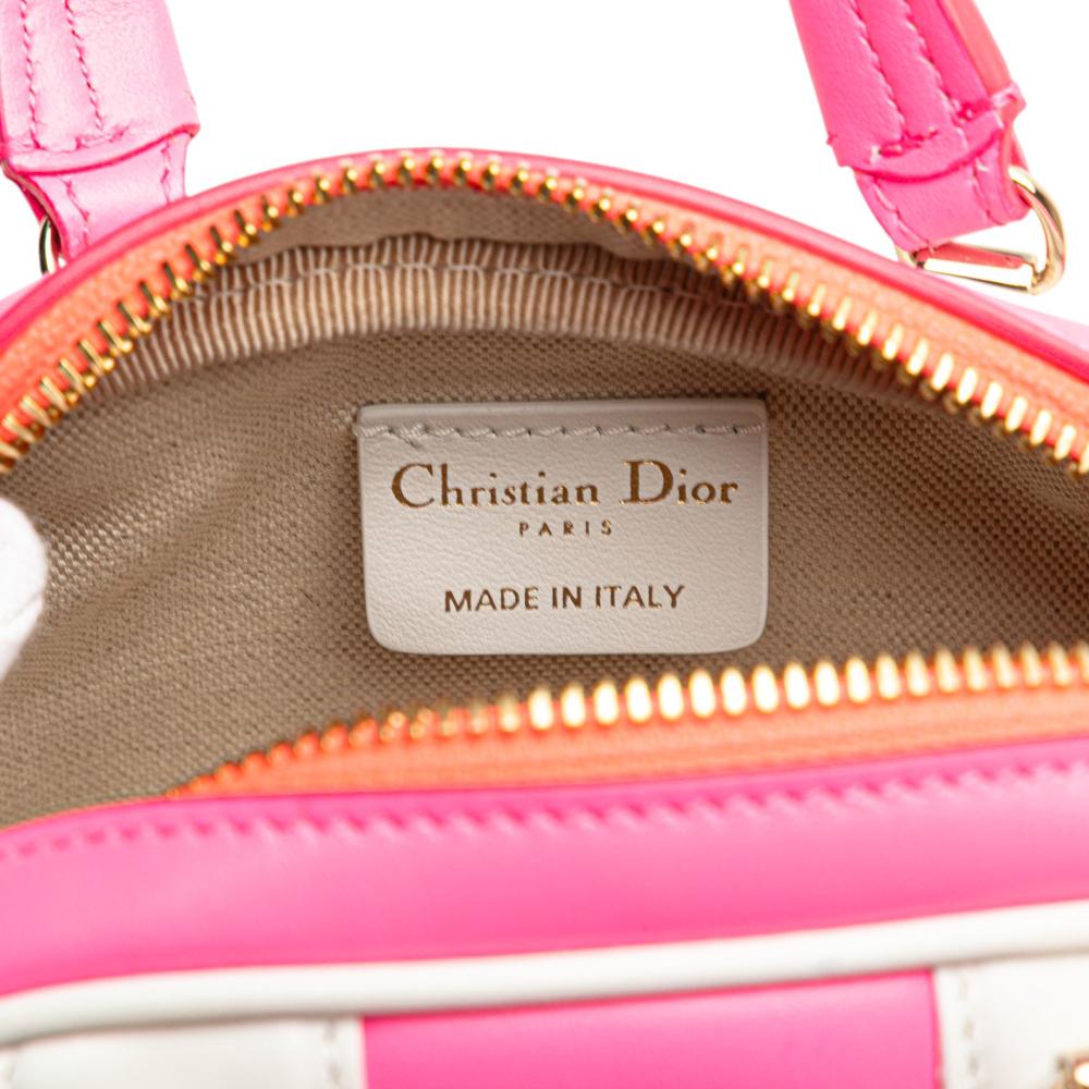 Christian Dior AB Dior Pink Hot Pink Calf Leather Micro Dior Vibe Zip Bowling Bag Italy
