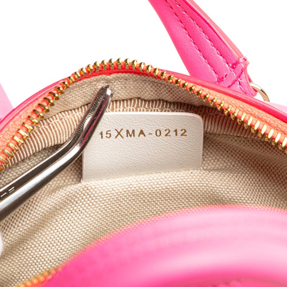 Christian Dior AB Dior Pink Hot Pink Calf Leather Micro Dior Vibe Zip Bowling Bag Italy