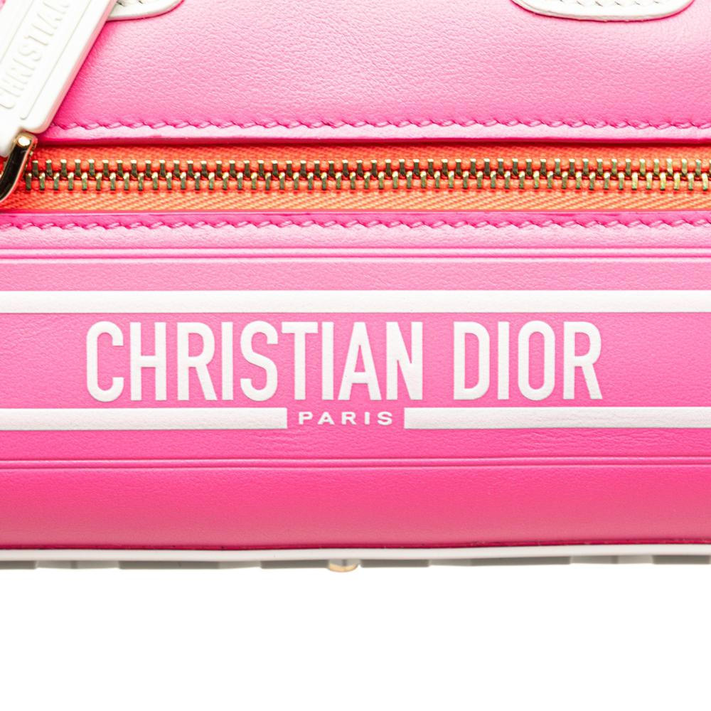 Christian Dior AB Dior Pink Hot Pink Calf Leather Micro Dior Vibe Zip Bowling Bag Italy